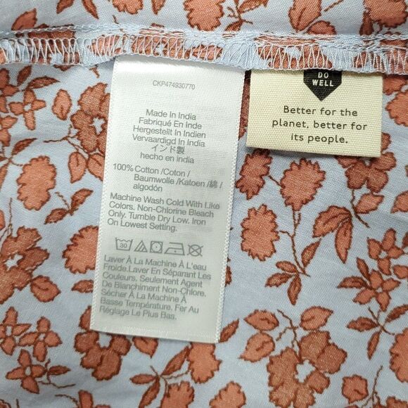 Madewell Fiore Floral Short Sleeve Cotton Wrap Dress Fiore Print Pale Dawn NWOT - Picture 10 of 10